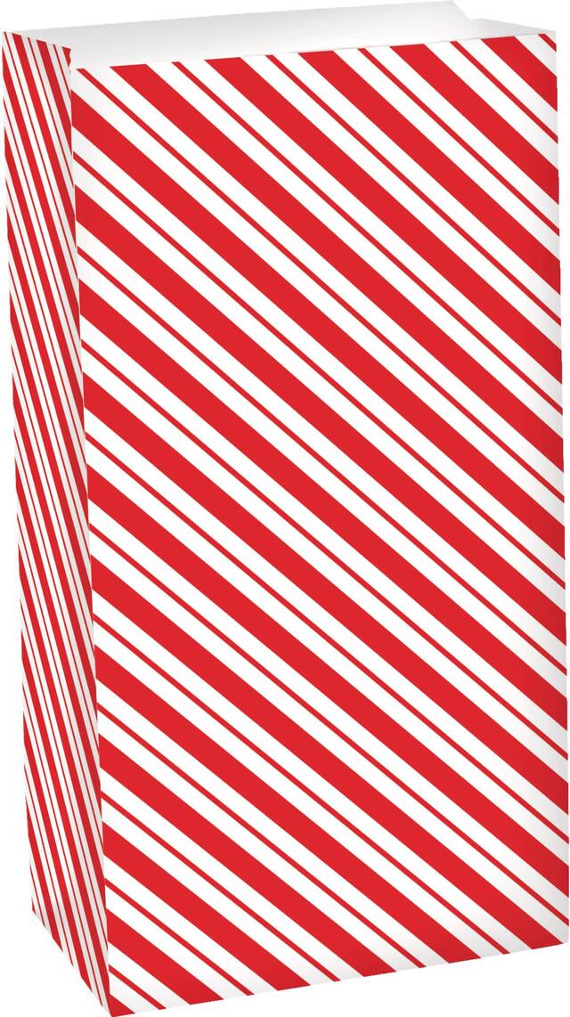 Red & White Striped Paper Favour Bag Front_Angled_Right