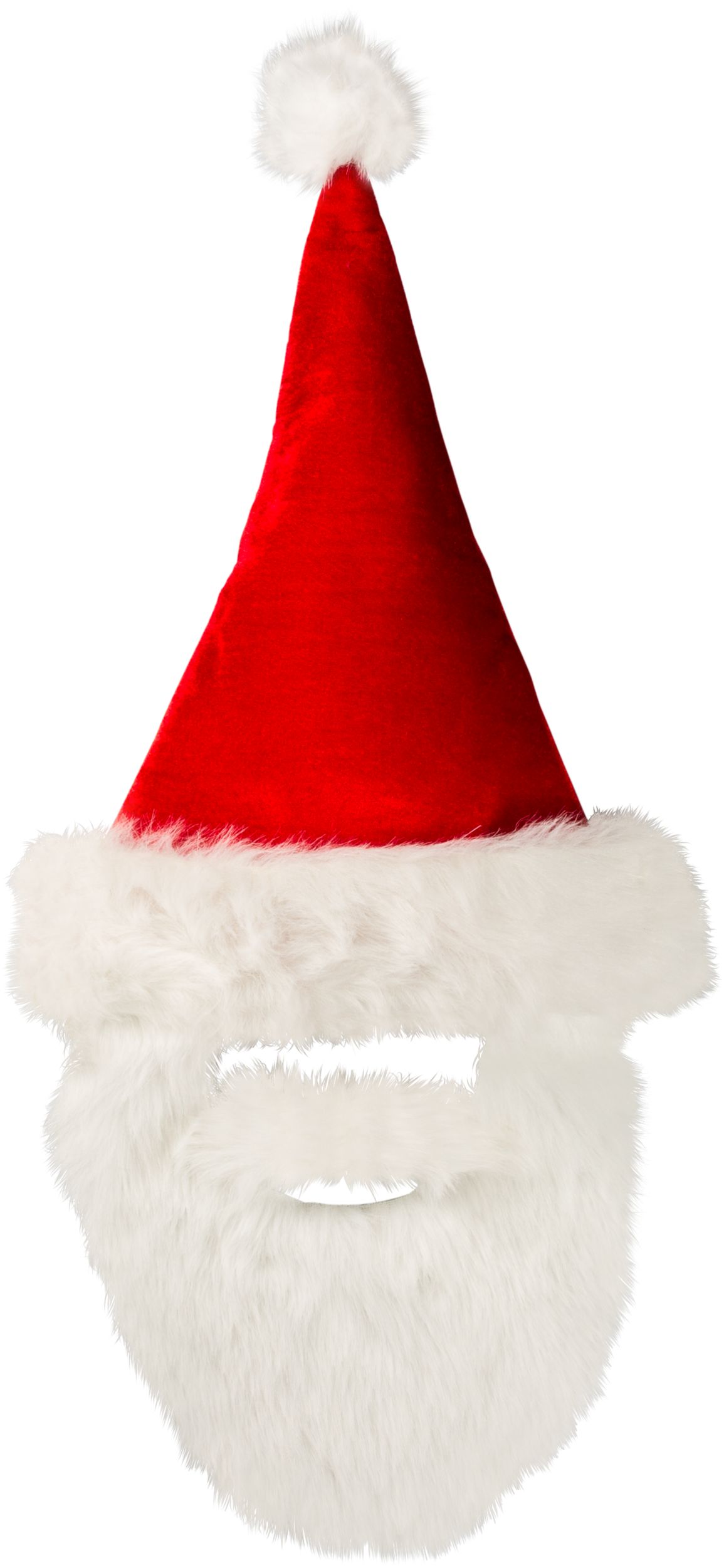 Adult Fabric Santa Hat with Beard, Red/White, One Size, for Christmas Front_Flat