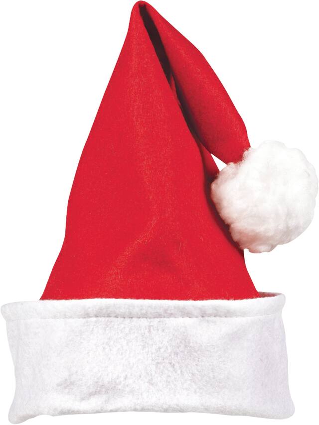 Kids Felt Santa Hat, Red/White, One Size, for Christmas Front_Flat