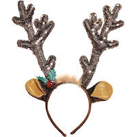 Serre-tête bois de renne à paillettes, adulte, taille unique Front_Angled_Left