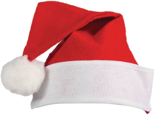 Adult Felt Santa Hat, Red/White, One Size, for Christmas Front_Flat