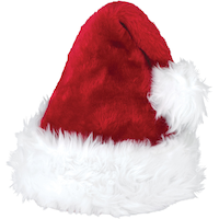 Adult Plush Furry Santa Hat, Red/White, One Size, for Christmas Front_Angled_Left
