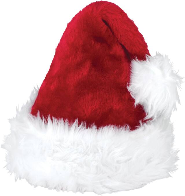 Adult Plush Furry Santa Hat, Red/White, One Size, for Christmas Front_Angled_Left