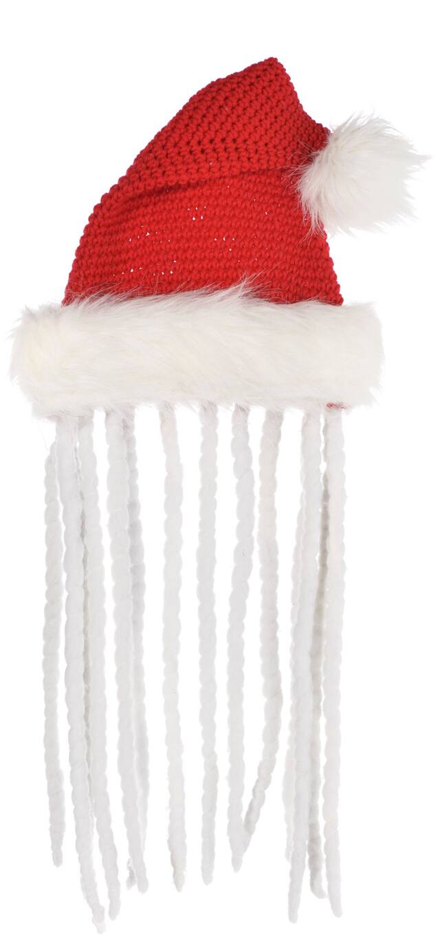 Tuque de Père Noël avec tresses rastas Front_Flat