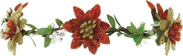 Glitter Poinsettia Flower Crown, Red/Green, One Size, for Christmas Front_Flat