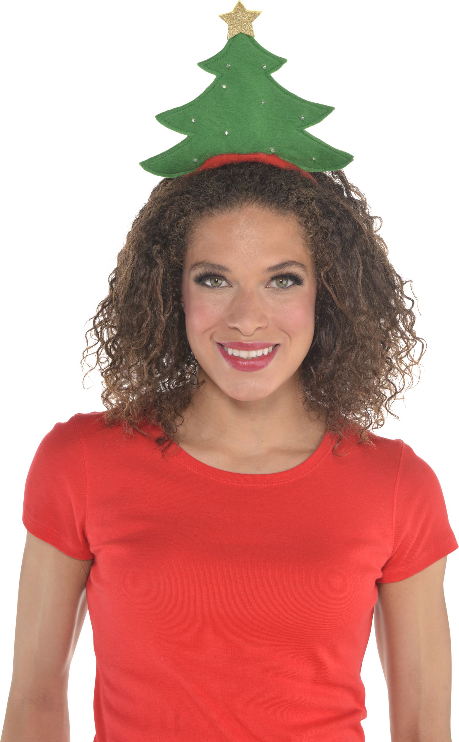 Light up Christmas Tree Headband, Adult, One Size Front_Flat
