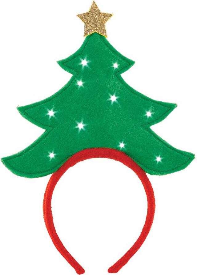 Light up Christmas Tree Headband, Adult, One Size Front_Flat