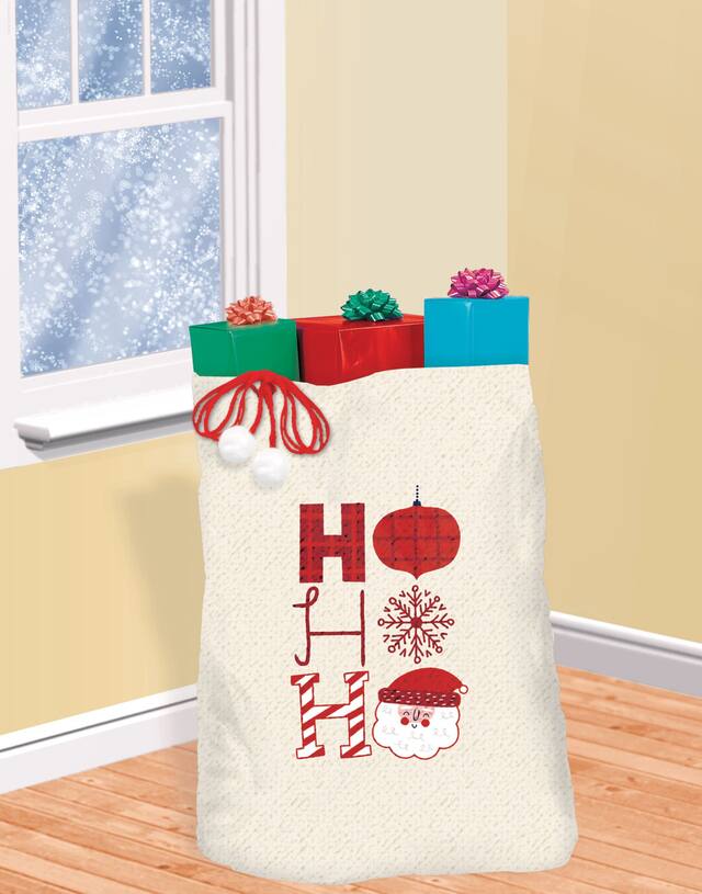 Hohoho Canvas Gift Sack, 56-in Front_Flat