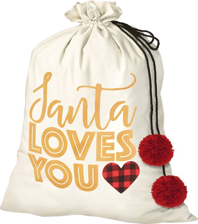 Sac pour cadeaux, Santa Loves You Front_Angled_Left