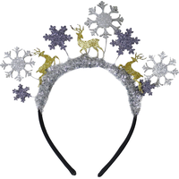 Serre-tête scintillant, rennes et flocons de neige Front_Flat