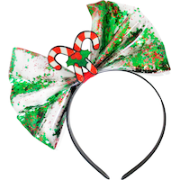 Candy Cane Bow Headband Front_Flat