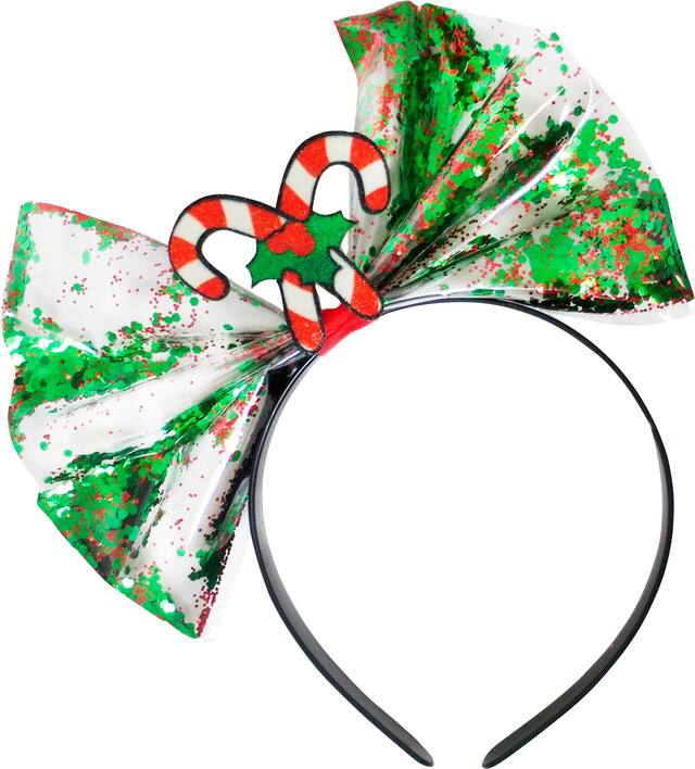 Candy Cane Bow Headband Front_Flat
