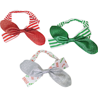 Serre-tête scintillant, boucle de Noël, paq. 3 Front_Flat