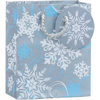Glitter Silver Snowflake Christmas Gift Bag Front_Angled_Right