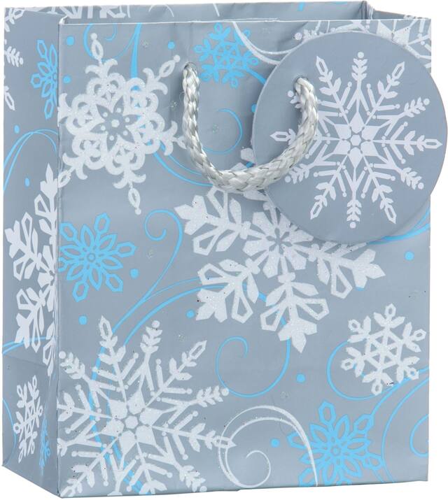 Sac-cadeau de Noël flocon de neige et brillant Front_Angled_Right