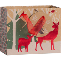 Mini Reindeer Crossing Kraft Gift Bag Front_Angled_Right