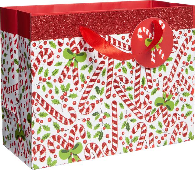 Sac à cadeaux à paillette canne de Noël, petit Front_Angled_Right