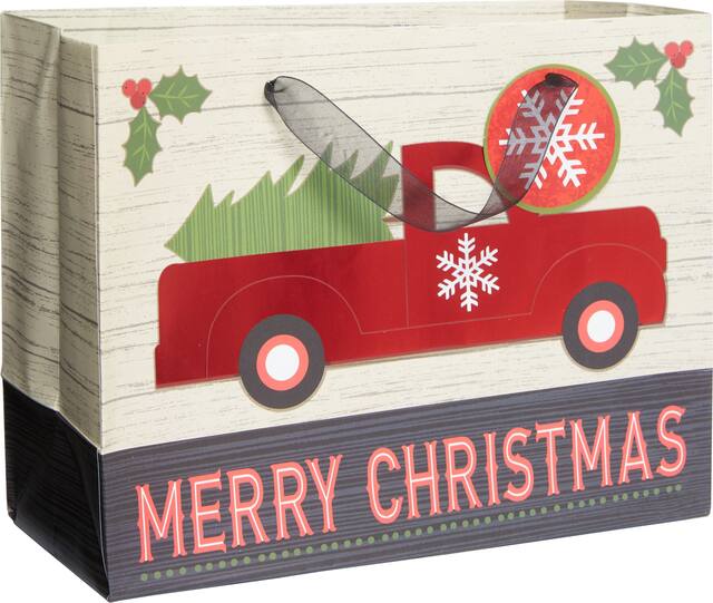Small Truck Merry Christmas Gift Bag Front_Angled_Right