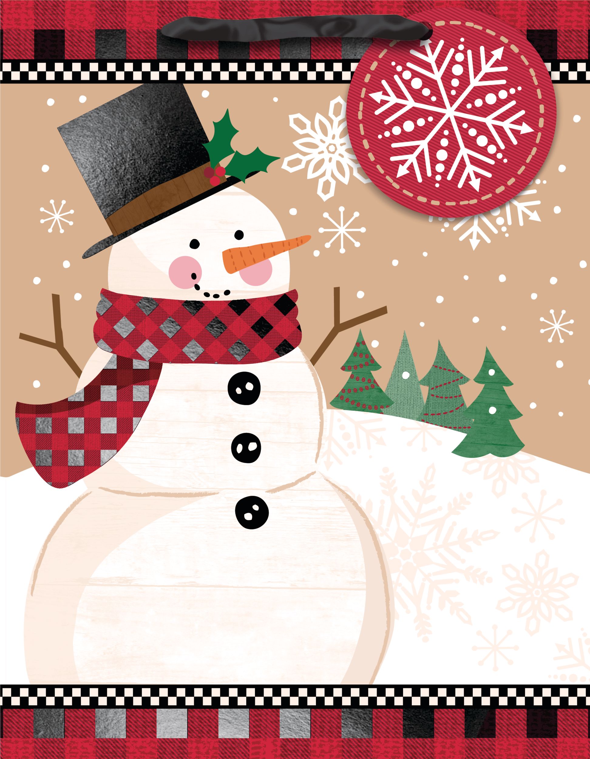 Winter Wonder Snowman Gift Bag, Small Front_Flat