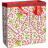 Sac à cadeaux à paillette canne de Noël, 12&nbsp;po Front_Angled_Right