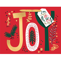 Holiday Joy Gift Bag with Gold Ribbon Handles Front_Flat