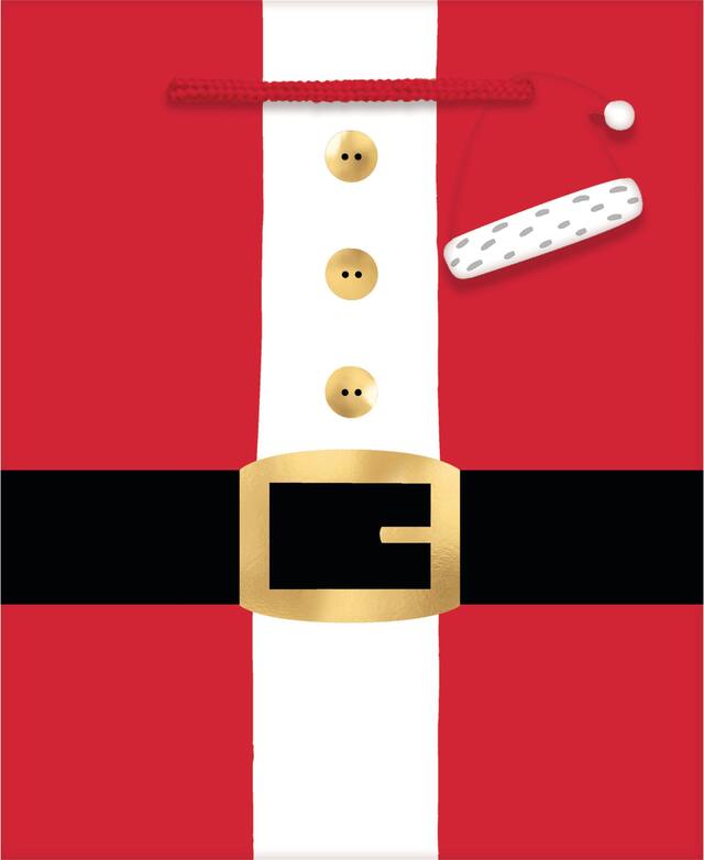 Mini Santa Belt Glossy Gift Bag Front_Flat