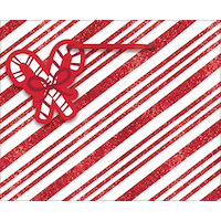 Mini sac-cadeau brillant avec cane en sucre rayée Front_Flat