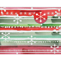 Sac-cadeau lustré à rayures aquarelle, vert/rouge, petit Front_Flat