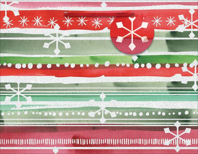 Watercolour Stripe Glossy Gift Bag, Green/Red, Small Front_Flat