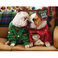 Holiday Bulldogs Glossy Gift Bag, Small Front_Flat