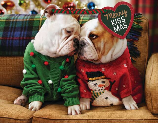 Holiday Bulldogs Glossy Gift Bag, Small Front_Flat