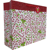 Sac à cadeaux à paillette canne de Noël, 13&nbsp;po Front_Angled_Right