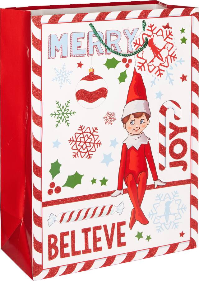 Glitter Elf on the Shelf Gift Bag Front_Angled_Right