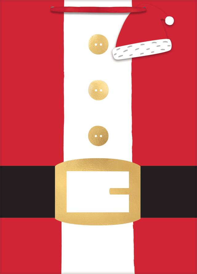 Sac-cadeau lustré Ceinture du père Noël, grand Front_Flat