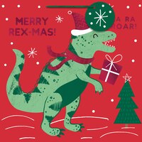 Merry Rex-mas Paper Gift Bag, Small Front_Flat