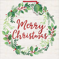 Merry Christmas Wreath Paper Gift Bag, Small Front_Flat