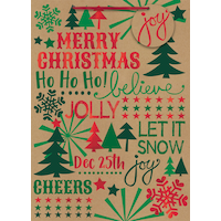 Modern Christmas Sayings Kraft Gift Bag, Large Front_Flat
