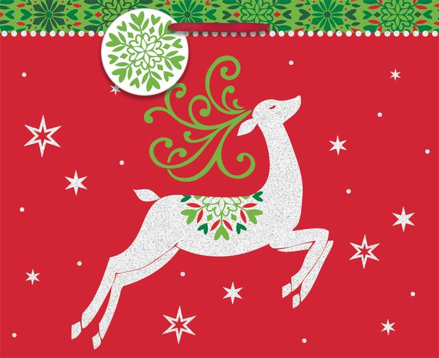 Sac-cadeau en papier Renne, moyen Front_Flat