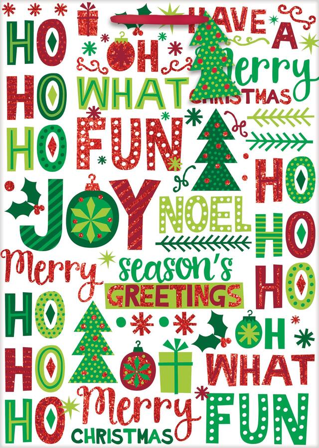 Giant Joyful Holiday Glossy Gift Bag Front_Flat