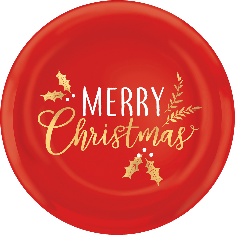 Plateau de service en plastique Merry Christmas métallique 14 po