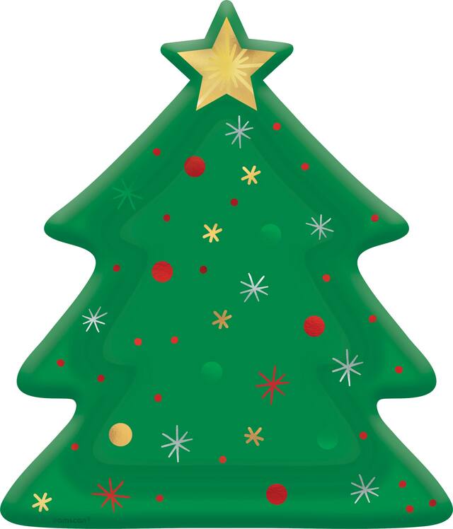 Shaped Christmas Tree Dinner Plates, 8-pk Overhead_Flat