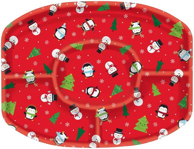 Plateau à sections, Snowy Friends, 18 po Front_Flat