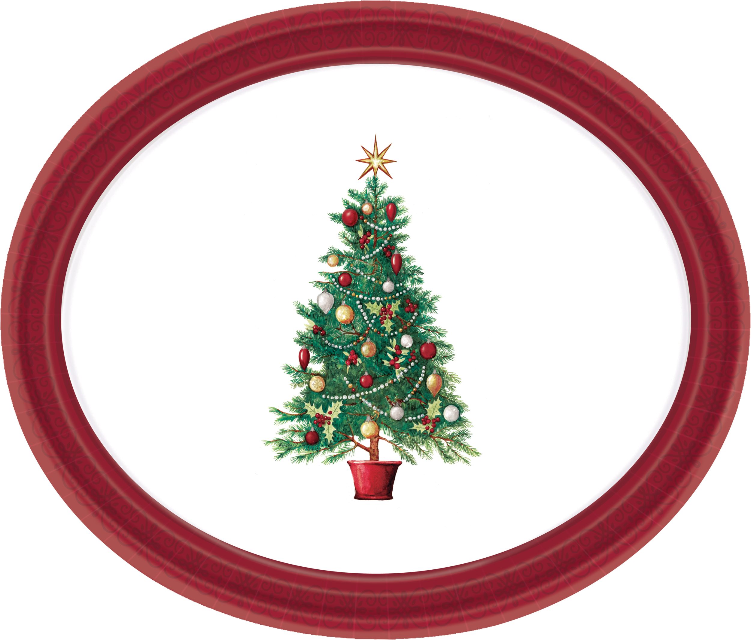Assiette de service ovale Mon beau sapin Front_Flat