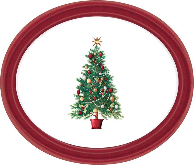 Assiette de service ovale Mon beau sapin Front_Flat