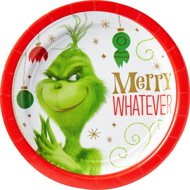 Grinch Merry Whatever Dessert Plates, 8-pk Overhead_Flat