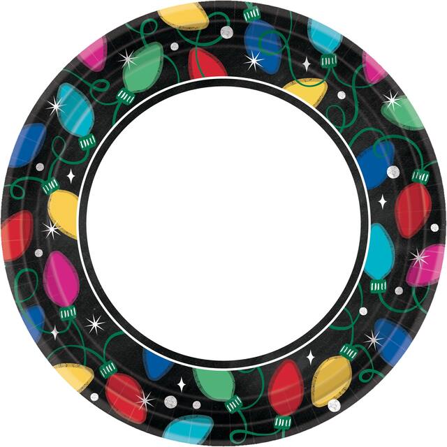 Twinkle Lights Dessert Plates, 40-pk Overhead_Flat