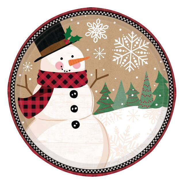 Assiettes Bonhomme de neige, Merveille d'hiver, paq. 8 Overhead_Flat