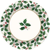 Seasonal Holly Dinner Plates, 40-pk Overhead_Flat