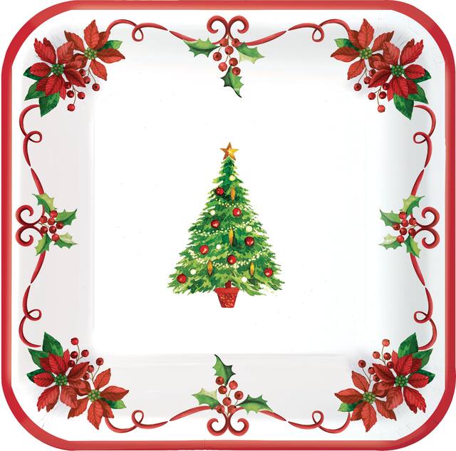 Assiettes à dessert Noël traditionnel, paq. 40 Overhead_Flat