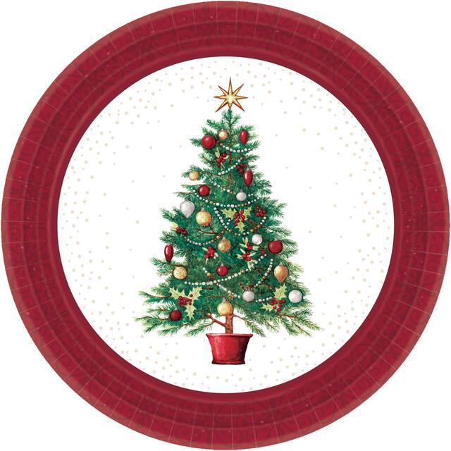 Big Party Pack Oh Christmas Tree Dessert Plates, 60-pk Overhead_Flat